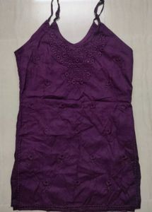 Embroidered Purple Cotton Kurta