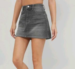 Gray Denim Mini Skirt