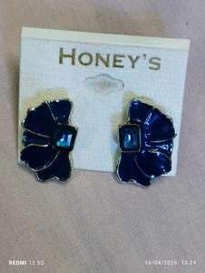 Elegant Blue Flower Gemstone Earrings