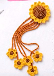Handmade Crochet Sunflower Boho Hair Tie