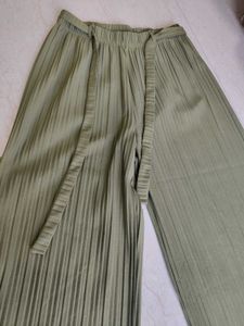 Pleated Palazzos with Tie-Up Waist