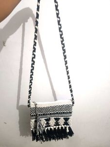 Boho Woven Crossbody Bag with Tassels