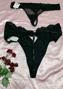 four Lace Panty Set - Purple &amp; Black combo