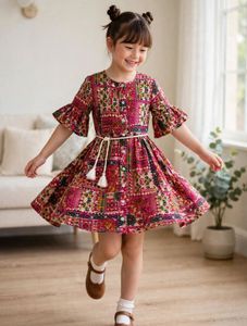Boho Print Ruffle Sleeve Dress