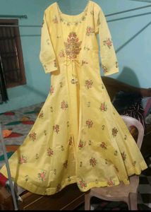 Yellow Printed Anarkali Gown