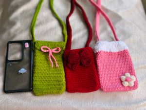 Crocheted Phone Pouches - Only Pink Available
