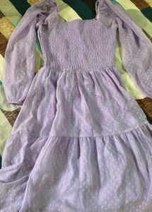 Purple Polka Dot Tiered Maxi Dress