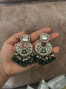 Emerald Green Kundan Earrings