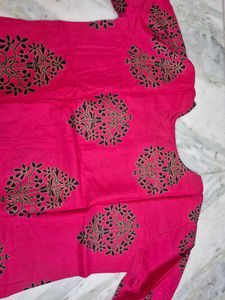 Vibrant Pink Kurta Set with Block Print