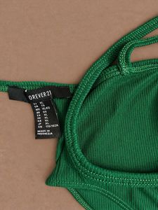 Emerald Green Knit V-Neck Bodysuit