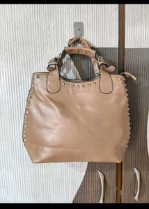 Stylish Studded Tan Handbag