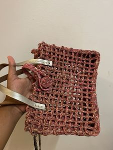Chic Woven Handbag with Chain Strap