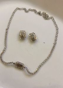 New Elegant Pink Gemstone Necklace &amp; Earring Set
