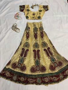 y2k Embellished cream Lehenga Choli Set