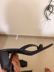 Stylish Black Strappy Square-Toe Heels