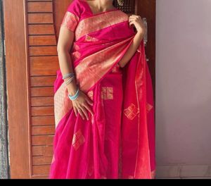 Elegant Pink Silk Saree