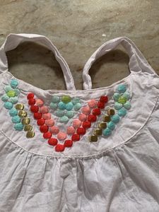 White Embroidered Baby Frock
