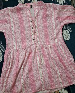 Pink Floral Print Kurta