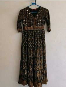 Elegant Olive & Gold Ethnic Gown