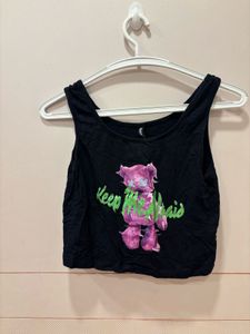 Graphic Print Crop Tank Top