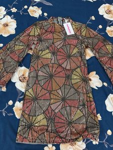 Hollykids Sequin Geometric Print Dress