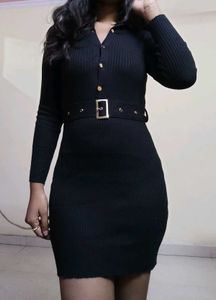 Black Knit Midi Dress