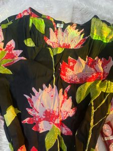 Black Floral Kurta