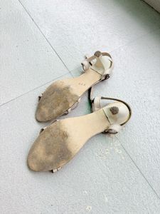 Women's White Kitten Heels Sandals