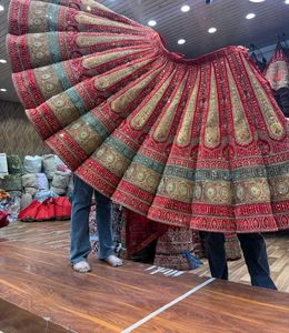 Stunning Red &amp; Gold Embellished Lehenga Choli