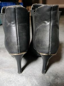 Black Pointed-Toe Stiletto Ankle Boots