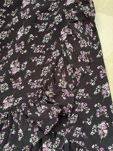 Floral Ruffle Hem Midi Skirt