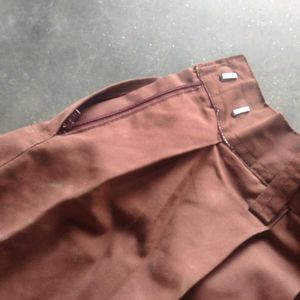 Brown Pleated Shorts Skirt