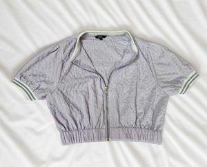 Lavender Zip-Up Cropped Top
