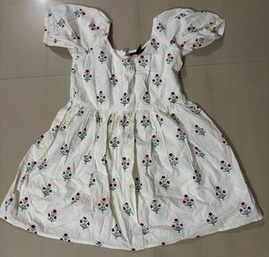 White Floral Print Dress