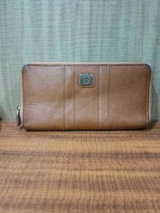 Classic Brown Leather Zip-Around Wallet