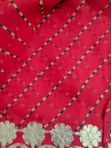 Red Saree with Gold Border