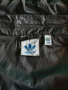 Adidas Retro Black Hooded Windbreaker Jacket