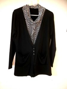 Chic Black Cardigan with Scarf style