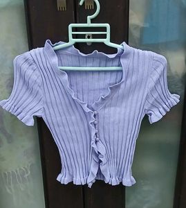 Cute Lavender Ruffled Knit Top