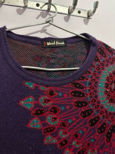Purple Sweater with Bohemian Design