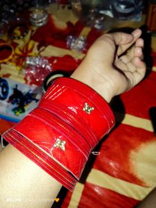 Vibrant Red Bangles with Embellishments