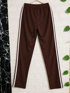 women Brown Track Pants with White Stripes