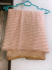 🌸 Beautiful Light Peach &amp; Gold Heavy Net Lehenga