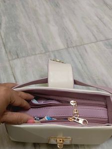 Elegant Cream &amp; Lilac Handbag