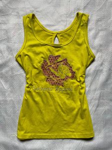 Yellow Tank Top with Floral Design