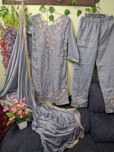 Elegant Grey Kurta Set with Dupatta