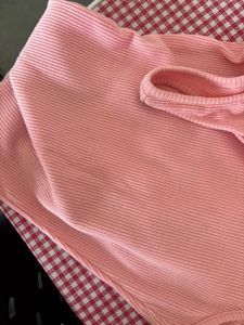 Pink Ribbed Midi Dress with Side Slit