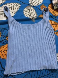 Blue Ribbed Tank Top