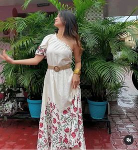 Floral One-Shoulder cotton Maxi Dress