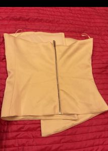 Assymetric Butter Yellow Satin finish ZARA Corset